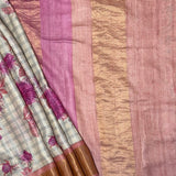 Maya Bloom Grid Tussar Saree