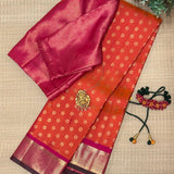 Sumangala Meenakari Kanchi Silk Saree - Orange