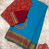 Blue mishrita chiffon saree
