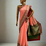 Peach mishrita chiffon saree