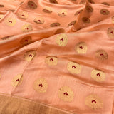 Peach meenakari chandheri silk saree