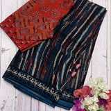Indigo striped Kota Doriya printed saree
