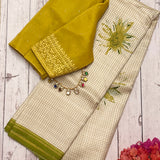 Mila checked sunflower kanchipuram silk saree