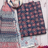 Blue floral printed Kota kurta set