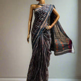 Indigo striped Kota Doriya printed saree