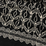 Black and white handprinted cotton saree