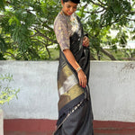 Meera Black gold kanchipuram silk saree 7