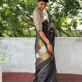 Meera Black gold kanchipuram silk saree 7