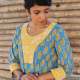 Blue foliage kurta