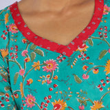 Teal summer flowers cotton set