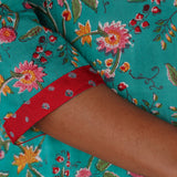 Teal summer flowers cotton set