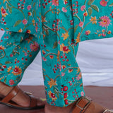 Teal summer flowers cotton set