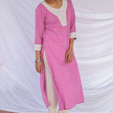 Lilac printed cotton kurta