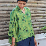 Green silk kaftan top