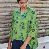 Green silk kaftan top