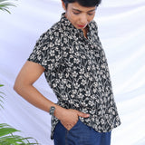 Black floral shirt