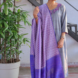 Grey tussar applique kurta