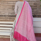 Mocha silk kurta set with organza dupatta