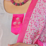 Mocha silk kurta set with organza dupatta
