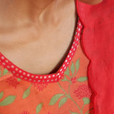 Orange chrysanthemum kurta