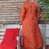 Orange chrysanthemum kurta