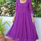 Purple chiffon kurta set