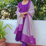 Purple chiffon kurta set
