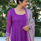 Purple chiffon kurta set