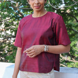 Maroon silk top