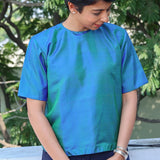 Peacock blue silk top