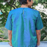 Peacock blue silk top