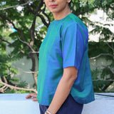 Peacock blue silk top