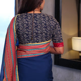 Blue printed kota blouse