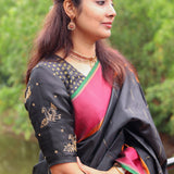 Black silk chidiya blouse