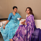 Lilac triangles chiffon saree