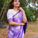 Lilac triangles chiffon saree