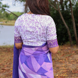 Lilac triangles chiffon saree
