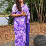 Lilac triangles chiffon saree