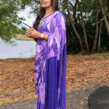 Lilac triangles chiffon saree