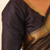 Gold embroidered silk blouse