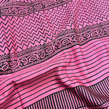 Geometric printed kanchi silk fabric