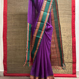 Mishrita Temple Border Chiffon saree - Purple