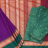 Mishrita Temple Border Chiffon saree - Purple