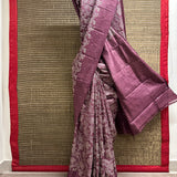 Tashi Blue Mirror Embroidered Tussar Saree