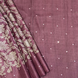 Tashi Blue Mirror Embroidered Tussar Saree