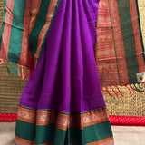 Mishrita Temple Border Chiffon saree - Purple
