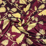 Mila maple leaf printed kanchi silk fabric