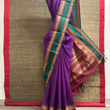 Mishrita Temple Border Chiffon saree - Purple